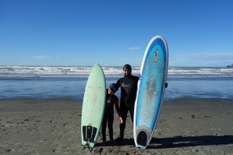 Plage de Sumner beach et le surf